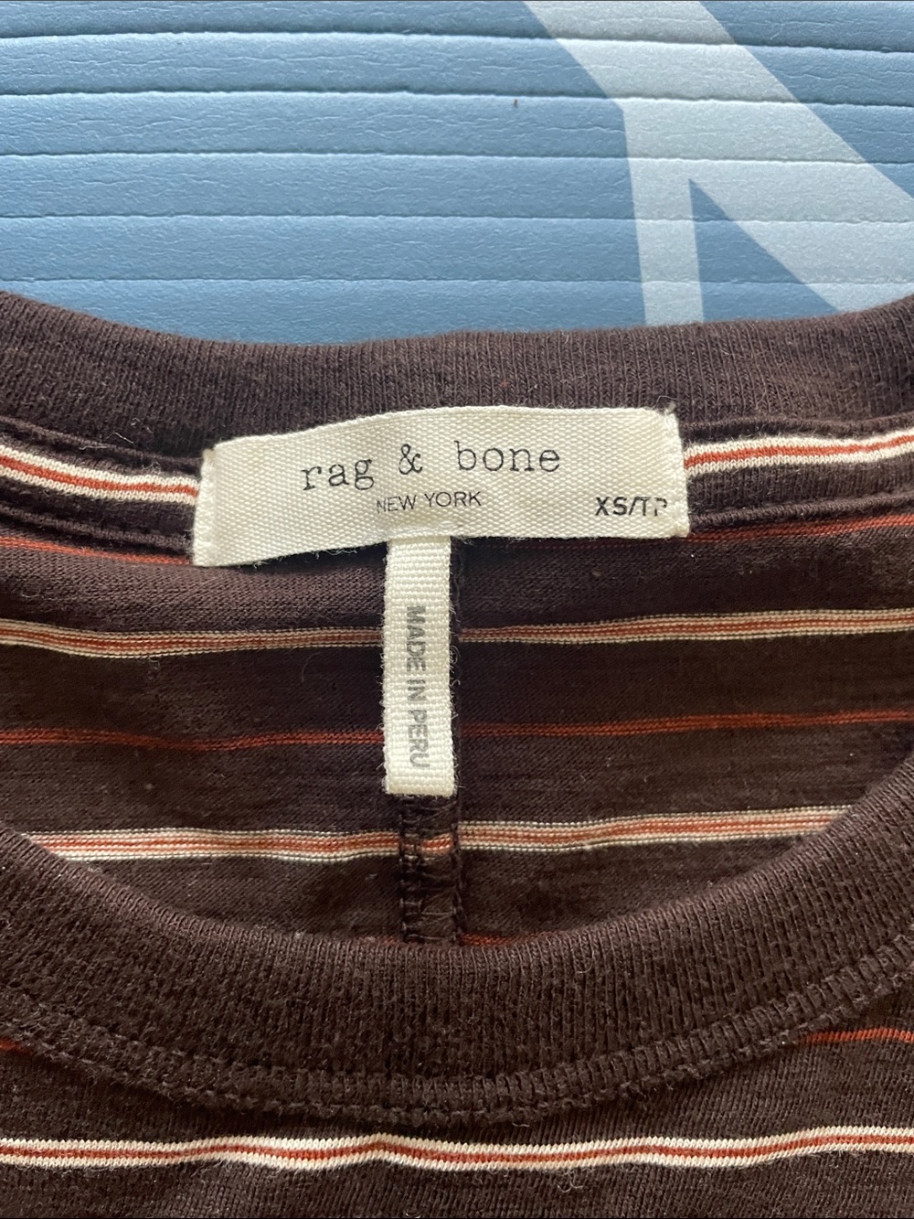 Rag and bone brown striped cotton t-shirt